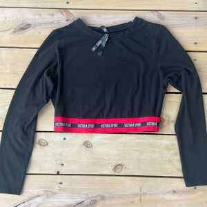 Victoria’s Secret Sport Black Cropped Work Out Long Sleeve Shirt Size Large